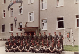 March 1985, Fernspähkompanie 200 personnel, Argonnen Kaserne, Weingarten.  Note:  Eagle above the door.